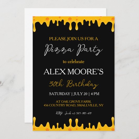 invitations pour une soirée pizza italienne (Devant / Derrière)