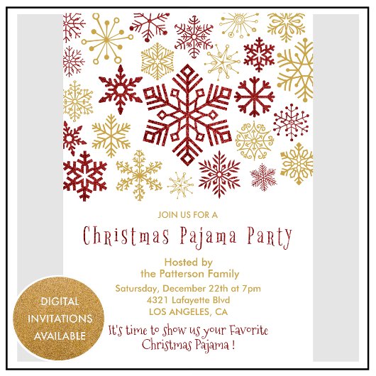 invitations pour une soirée pyjama d'adultes