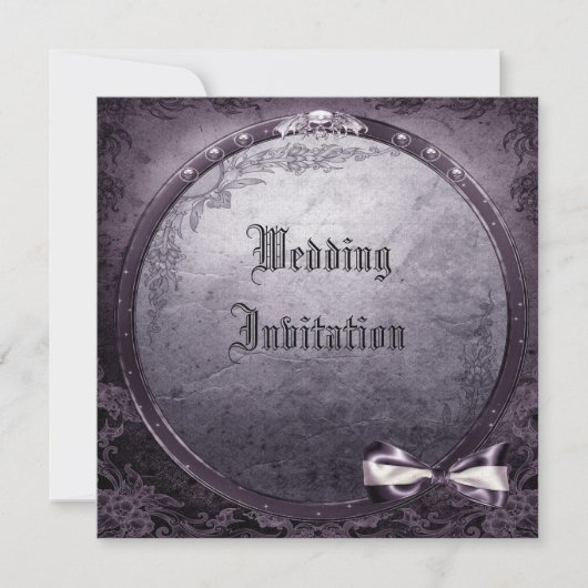 Invitations pourpres à ailes gothiques de toile de (Devant)