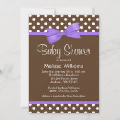 Invitations pourpres de baby shower de point de (Devant)