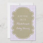 Invitations pourpres de baby shower de toile de (Devant)