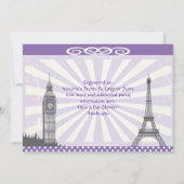Invitations pourpres de Fête de la mariée de Paris (Dos)
