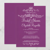 Invitations pourpres de luxe de Fête de la mariée (Devant / Derrière)