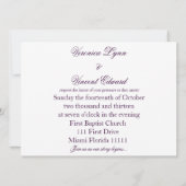 Invitations pourpres de mariage avec la citation (Dos)