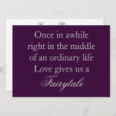 Invitations pourpres de mariage avec la citation (Devant / Derrière)