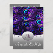 Invitations pourpres de mariage de paon 4,5" x (Devant / Derrière)