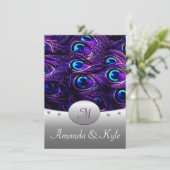 Invitations pourpres de mariage de paon 4,5" x (Debout devant)