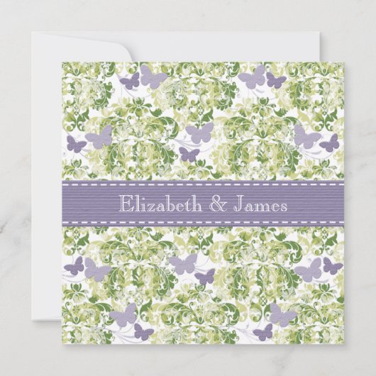 Invitations pourpres de mariage de papillon (Dos)