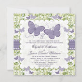 Invitations pourpres de mariage de papillon (Devant)