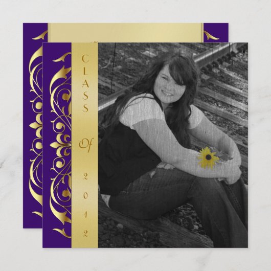 Invitations pourpres d'obtention du diplôme de (Devant / Derrière)