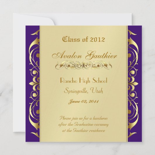 Invitations pourpres d'obtention du diplôme de (Dos)