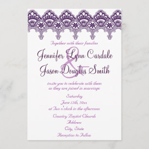 Invitations pourpres élégantes de mariage de