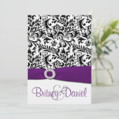 Invitations pourpres et blanches noires de mariage (Debout devant)