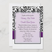 Invitations pourpres et blanches noires de mariage (Dos)