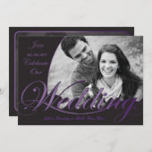 Invitations pourpres et noires de mariage (Devant / Derrière)