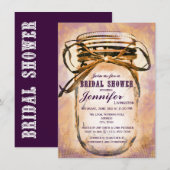 Invitations pourpres oranges de Fête de la mariée (Devant / Derrière)