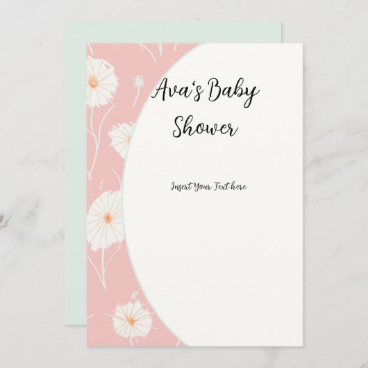 Invitations Pousse De Dandelion Rose Plat (Devant / Derrière)