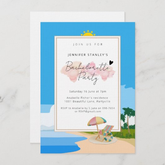 invitations Premium, Beach Bachelorette (Devant / Derrière)