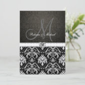 Invitations Premium Metallic Silver Mariage damass (Debout devant)