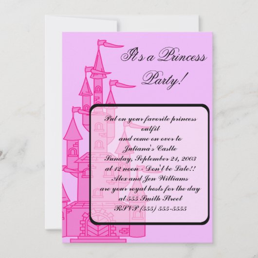 Invitations "Princess Party" roses (Devant)