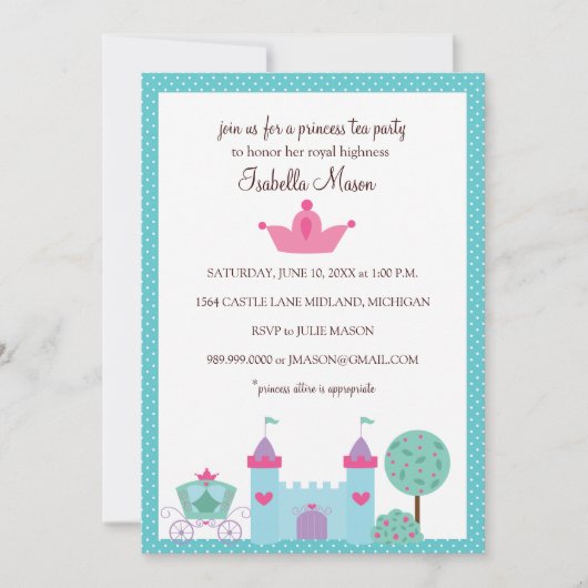 Invitations Princess Tea Party (Devant)