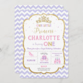 Invitations princesse 1er anniversaire Purple and  (Devant / Derrière)