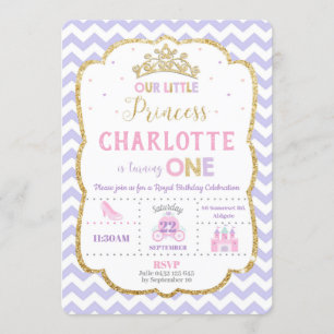 Invitations princesse 1er anniversaire Purple and 