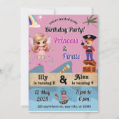 invitations princesses et pirates (Devant)