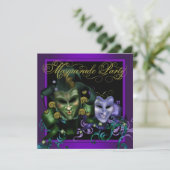 Invitations Purple Gold Masquerade Party (Debout devant)
