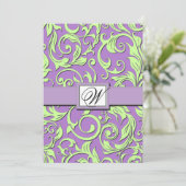 Invitations Purple & Lime Green Mariage damassé (Debout devant)