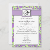 Invitations Purple & Lime Green Mariage damassé (Dos)