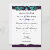 Invitations Purple Peacock et Mariage damassé Turq (Dos)