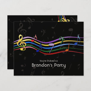 Invitations Rainbow Colored Music Notes