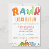 Invitations RAWR Dino (Devant)