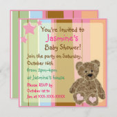 Invitations rayées de douche d'ours de nounours de (Devant / Derrière)