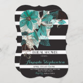 Invitations rayées florales botaniques de Fête de (Devant / Derrière)