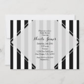 Invitations rayées modernes noir et blanc (Devant)