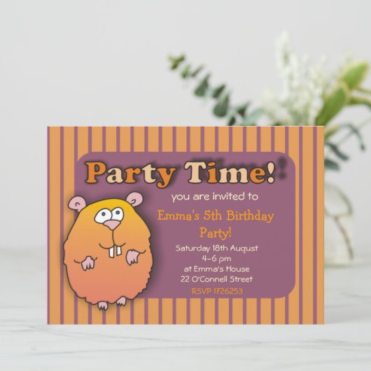 Invitations rayées pourpres oranges de hamster (Debout devant)