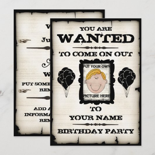 Invitations Recherchées de fête d'anniversaire (Devant / Derrière)