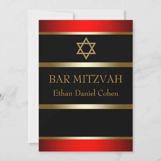 Invitations Red Bar Mitzvah (Devant)