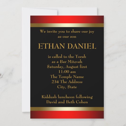 Invitations Red Bar Mitzvah (Dos)