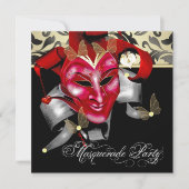 Invitations Red Black Gold Masquerade Party (Devant)