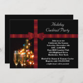 Invitations Red & Black Holiday Cocktail Party (Devant / Derrière)