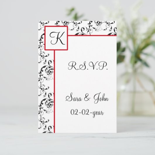 Invitations Red Black Mariage damassé (Debout devant)