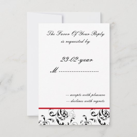 Invitations Red Black Mariage damassé (Dos)