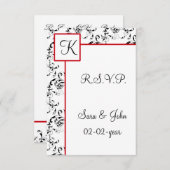 Invitations Red Black Mariage damassé (Devant / Derrière)