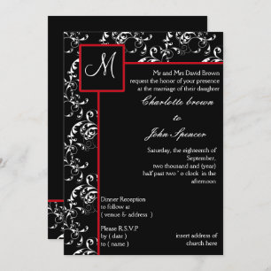 Invitations Red Black Mariage damassé