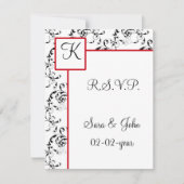 Invitations Red Black Mariage damassé (Devant)
