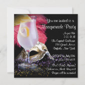 Invitations Red Black Masquerade Party (Devant)