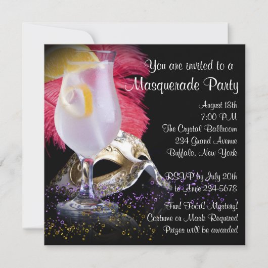 Invitations Red Black Masquerade Party (Devant)